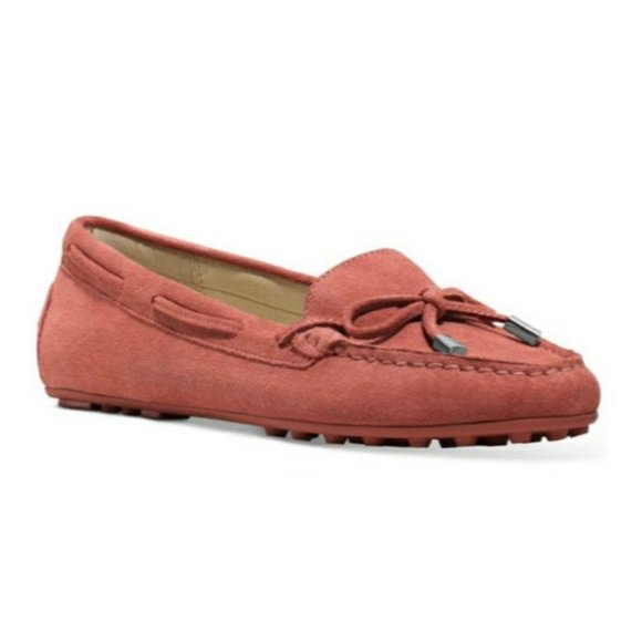 Michael Kors Daisy Moccasin Cinnamon Suede Leather Bow Rubber Outsole Loafer 5.5 - Picture 1 of 9